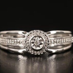 Silver diamond ring size 6